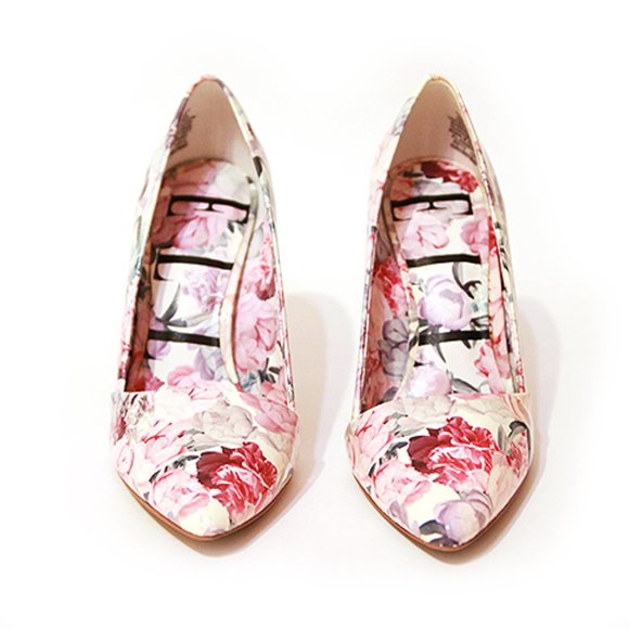 Women's ELLE Floral High Heel Pumps - Size 7 - Picture 2 of 7